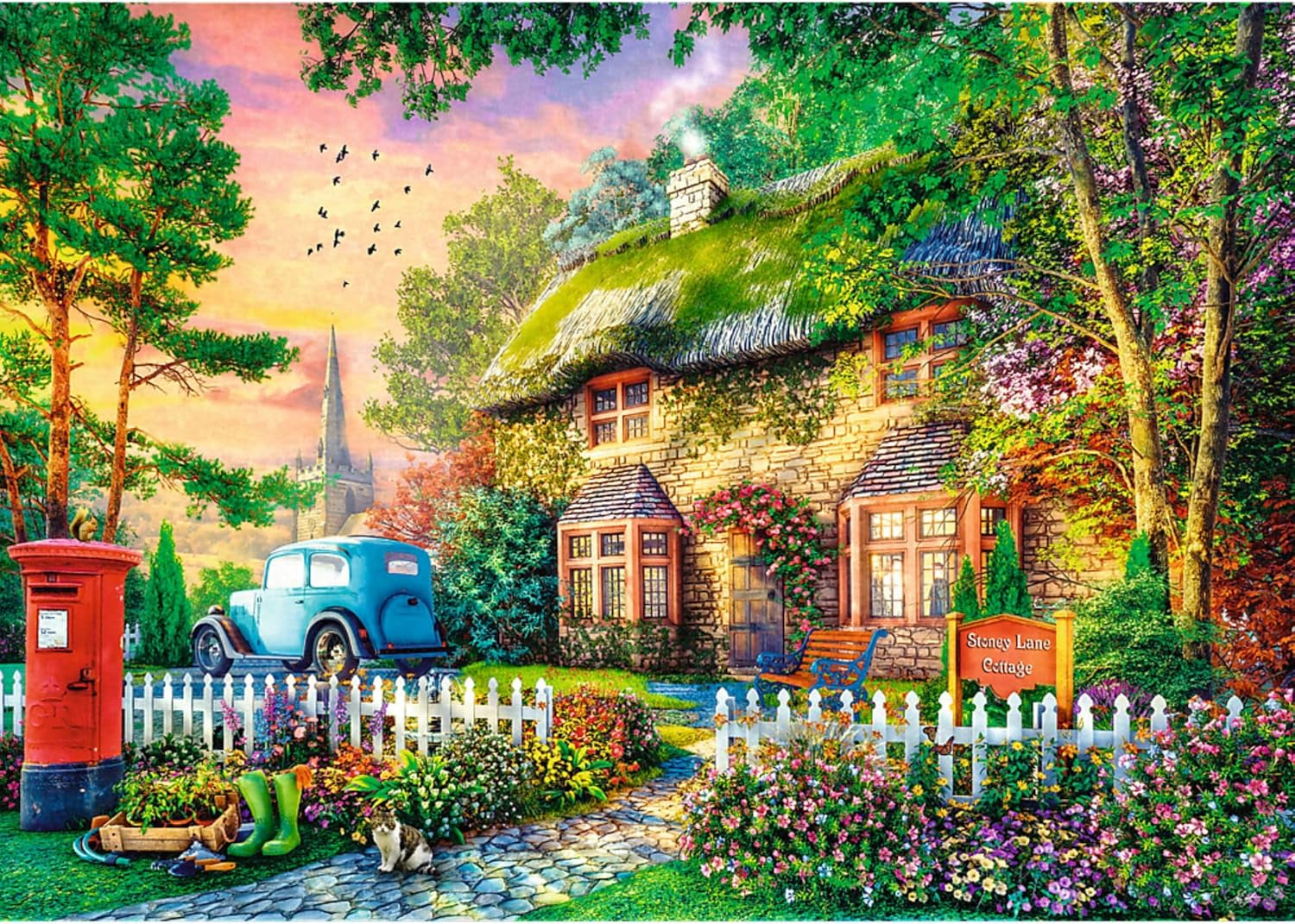 Trefl Premium plus Qualität – Puzzle Tea Time: Häuser Stoney Lane – 1000 Teile, Serie nostalgischer gemalter Bilder, Ideale Abstimmung der Teile, Für Erwachsene und Kinder ab 12 Jahren Puzzle Naty Shop