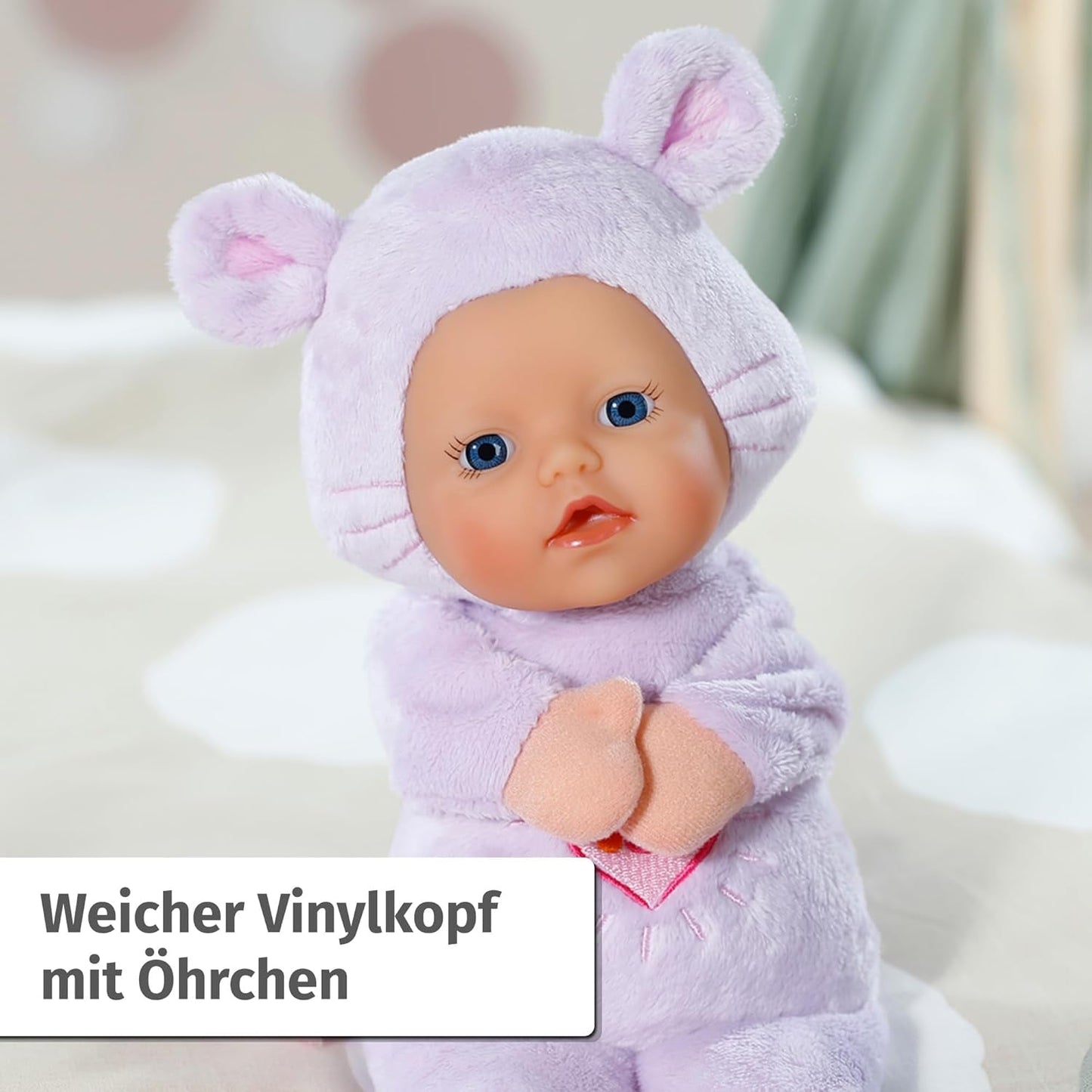 Baby Born for Babies Maus-Softpuppe, 26 cm, mit Ohren und Fingertaschen, für Neugeborene, 836590 Zapf Creation, Pink
