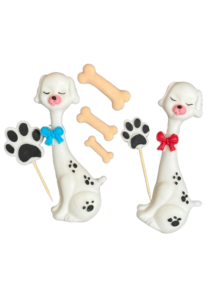 Set mit 7 essbaren Zuckerdekorationen, Dalmatiner-Hundedekorationen aus Zuckerpaste Nati Shop