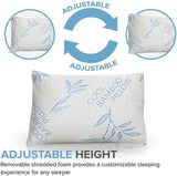Comfysleep King-Size-Kissen aus Bambus-Viskose, kühlend, geschredderter Memory-Schaum, verstellbarer Bezug aus Bambus-Viskose, abnehmbarer/waschbarer Bezug, 2 Stück, Naty Shop Standard-Kissen