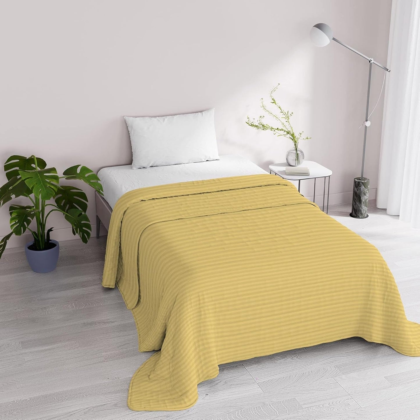 Sommerdecke Satinstreifen, Polyester, Creme, 260 x 250 cm Steppdecken und Steppdecken Naty Shop Gelb 170 x 250 cm