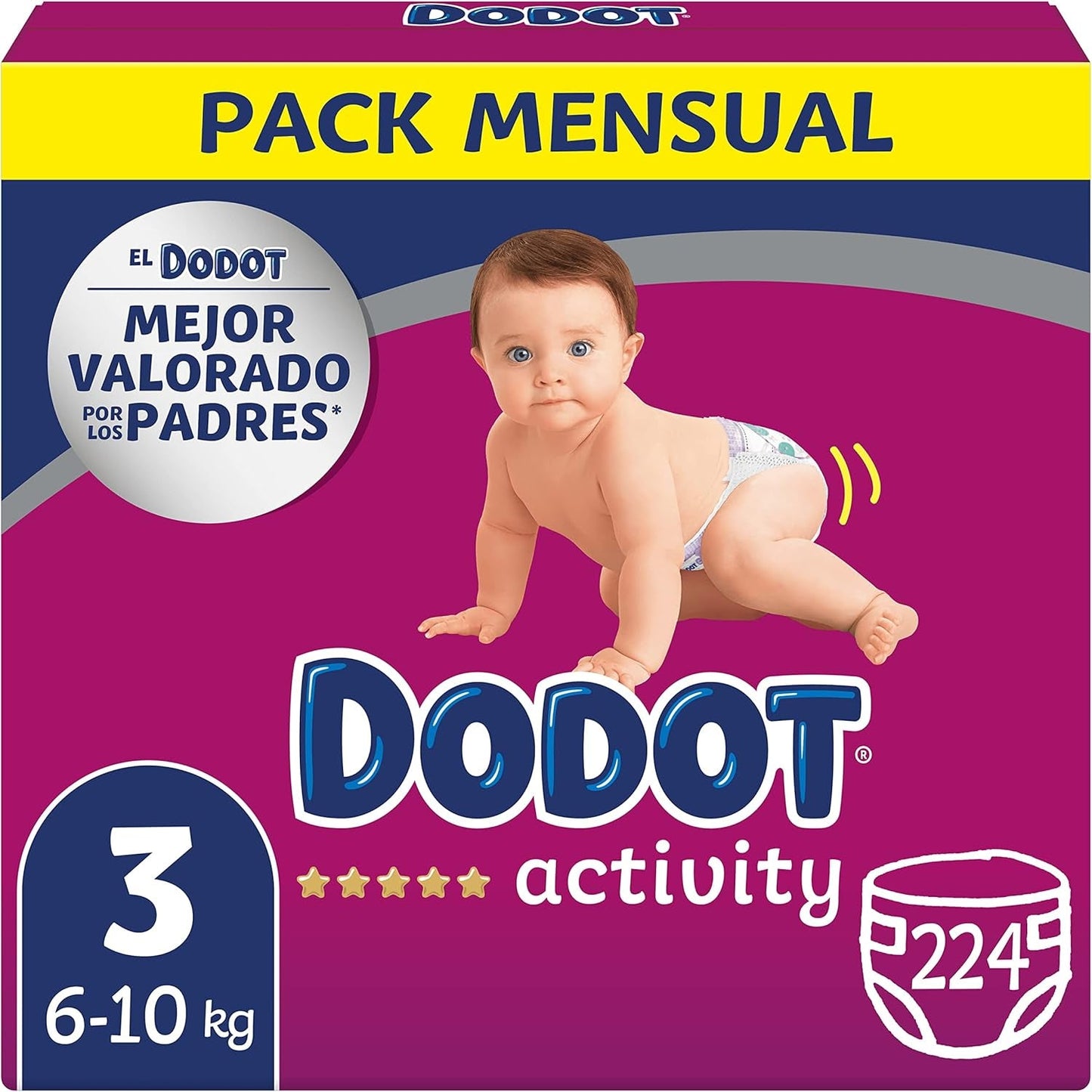 Aktivitätswindeln für Babys, Größe 3 (6–10 kg), 224 Windeln mit robuster Passform