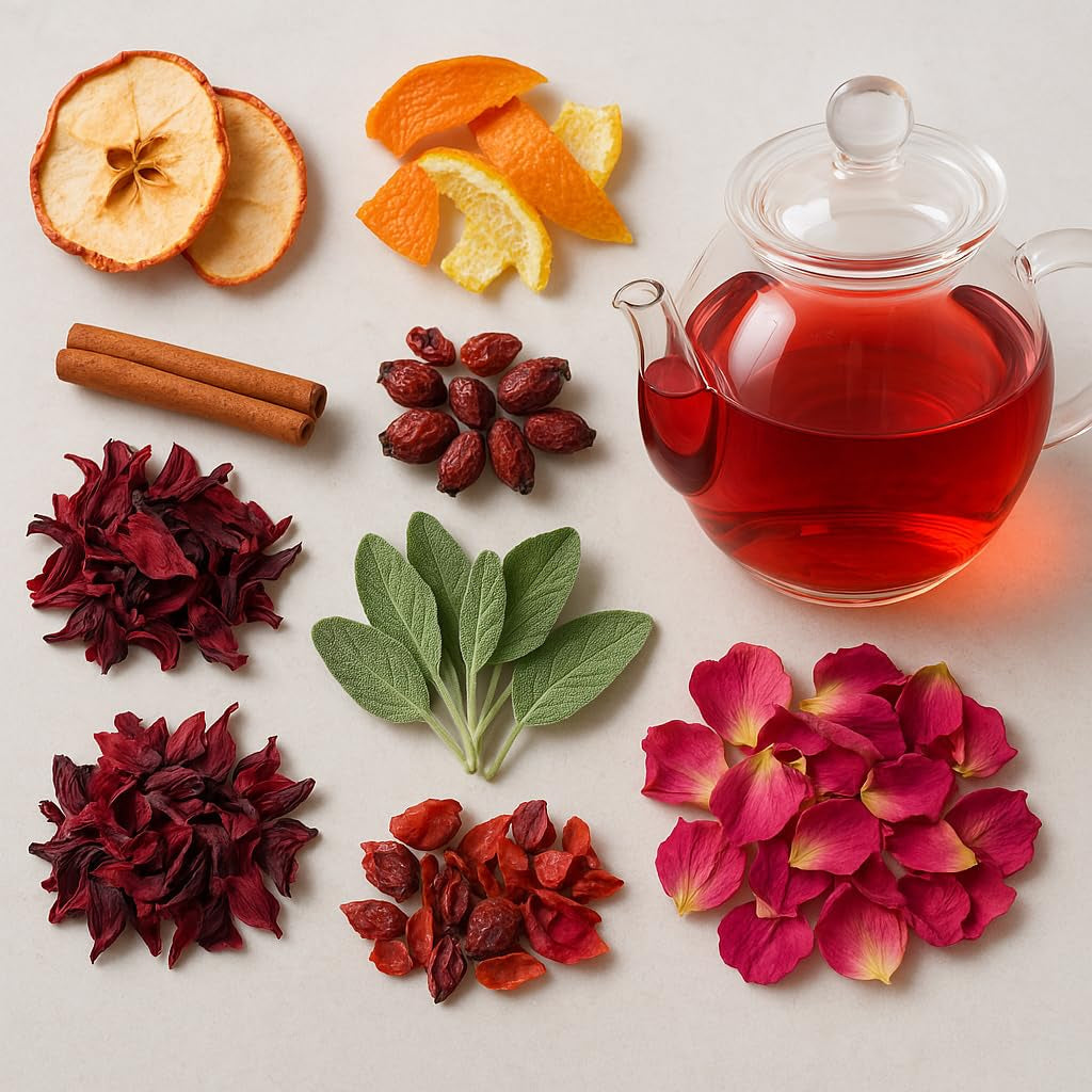 Früchtetee – 100 g Aromatisierte Früchtemischung mit Apfel, Hibiskus und Zimt – Druckverschlussbeutel, ca. 25 Tassen – Ohne Zusatzstoffe, verpackt in Deutschland