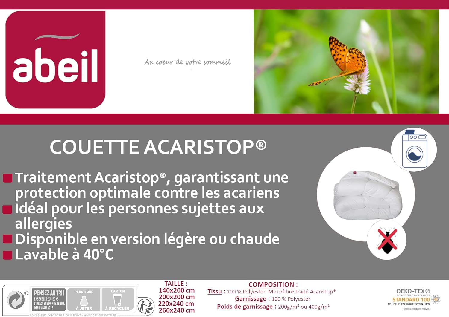 Acaristop Bettbezug Anti-Milben und antibakteriell, weiß, 240 x 260 cm Steppdecken und Steppdecken Naty Shop