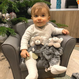 - Plüschtier mit Rassel - Bär - 012290 - Grau - Fleece - Geburt - Kuscheltier - Baby - Beruhigend - Weich - Waschbar - 13 cm x 10 cm - Ab 0 Monate Babyspielzeug Naty Shop