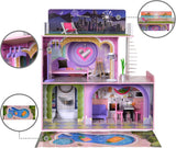 Olivia's Little World Big Dreamland Sunset Modernes, dreistöckiges, interaktives Puppenhaus aus Holz für Kinder mit 16 Puppenmöbelzubehör, mehrfarbig, TD-13616A