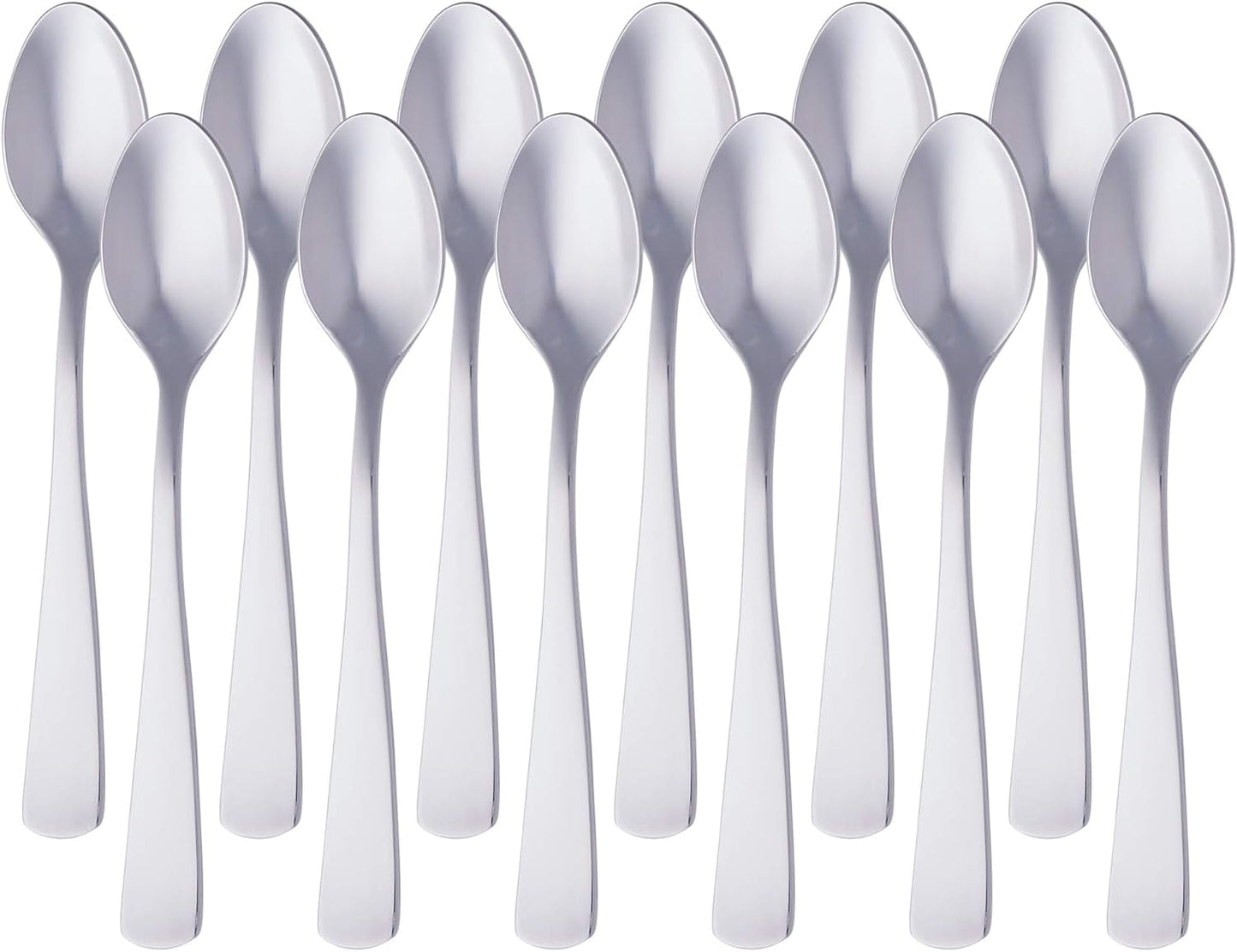 Silber Naty Shop Küche Einzelmodell gerade Edelstahl-Kaffeelöffel mit rundem Rand 12er-Pack
