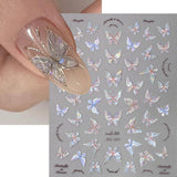 Aurora Shell Schmetterling Nagelsticker Selbstklebend,Erleichterung Schmetterlinge Nail Sticker Rosa Laser Schmetterling Nagelaufkleber Für Frauen Nageldesign Zubehör Nagel Zubehör Nail Art