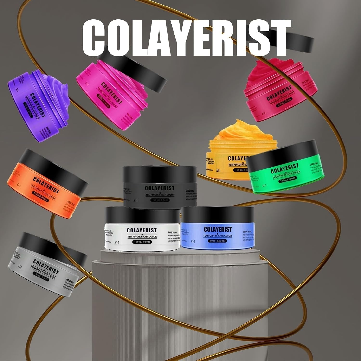 COLAYERIST Temporäre, waschbare schwarze Haarfarbe, Haarfärbewachs für Männer und Frauen, Haarwimperntusche für Party oder Cosplay, schmutzfreie Haarfärbeprodukte, Haarfärbemittel, Naty Shop