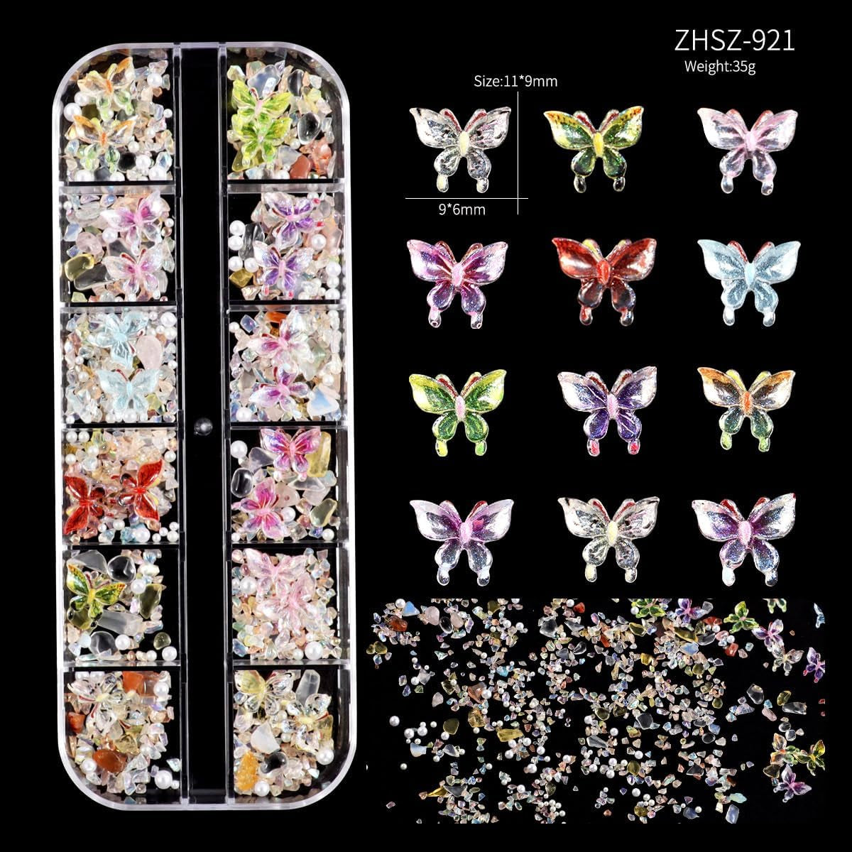 Nail Charms,6 Boxen Gold Silber Nagel Charms 3D Gold Bogen Stern Nail Art Dekoration+6200 Strasssteine ​​​​Bunt Steine ​​​​AB Perlen Diamanten,3D Legierung Bow Nail Gems Nagel Deko Für Frauen Nagel (6-A)