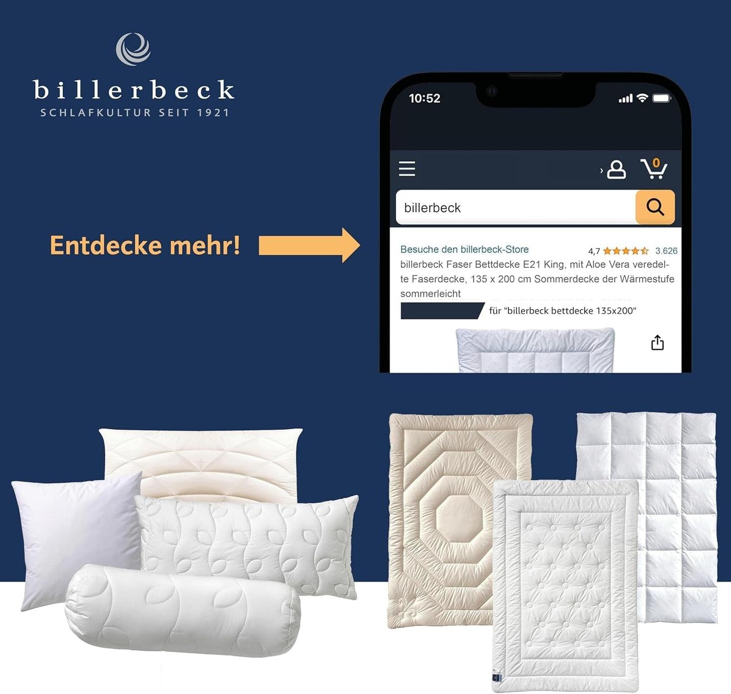 Billerbeck E48 Kairo Steppdecke – Sommerdecke – 135 x 200 cm – kühlende Steppdecke – mit 60 % Kamelhaar, 40 % Schurwolle. Steppdecken und Steppdecken Naty Shop