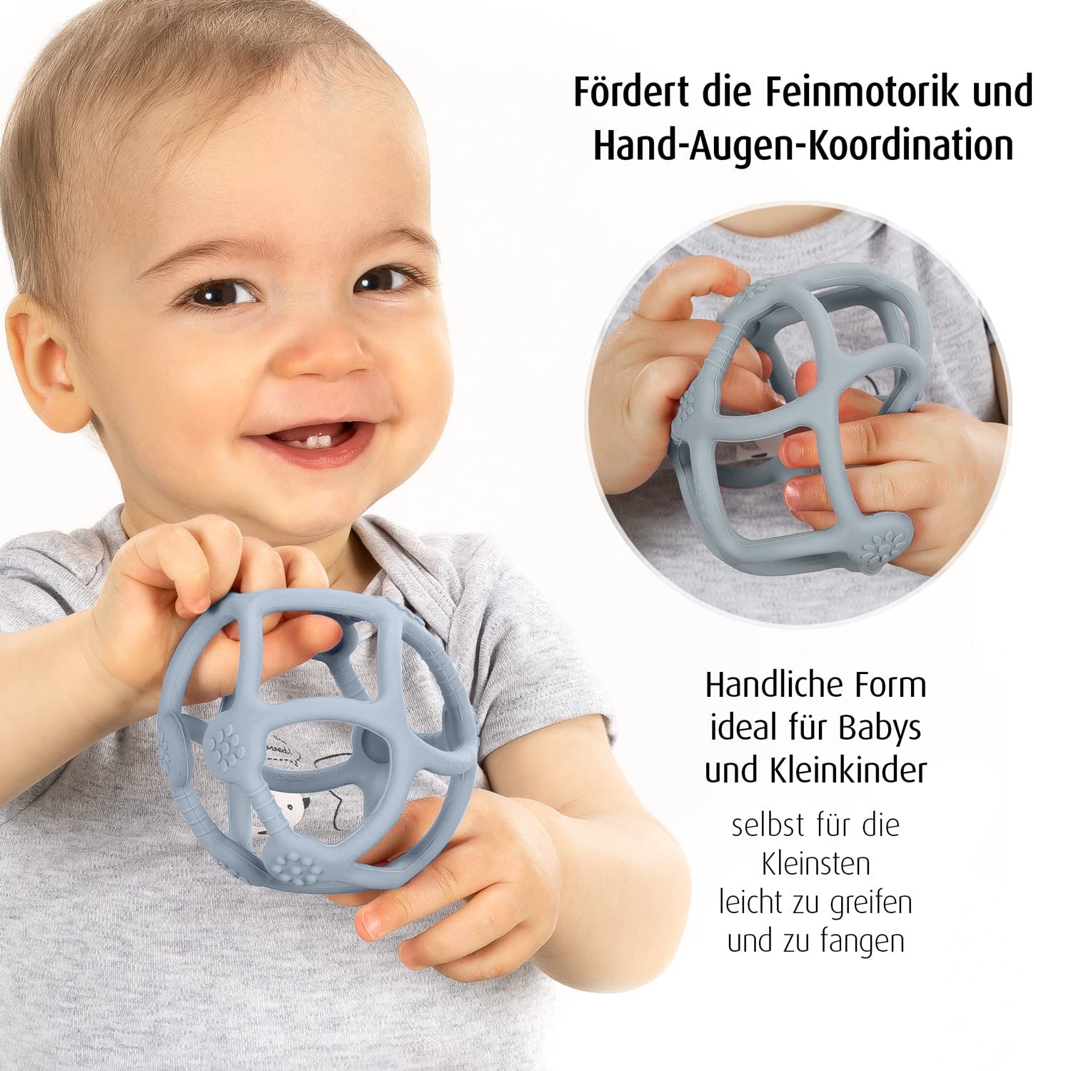 Reer Bite&Play Baby-Beißball und Fänger, Beißring und Spielzeug für Kleinkinder, tolles Geschenk