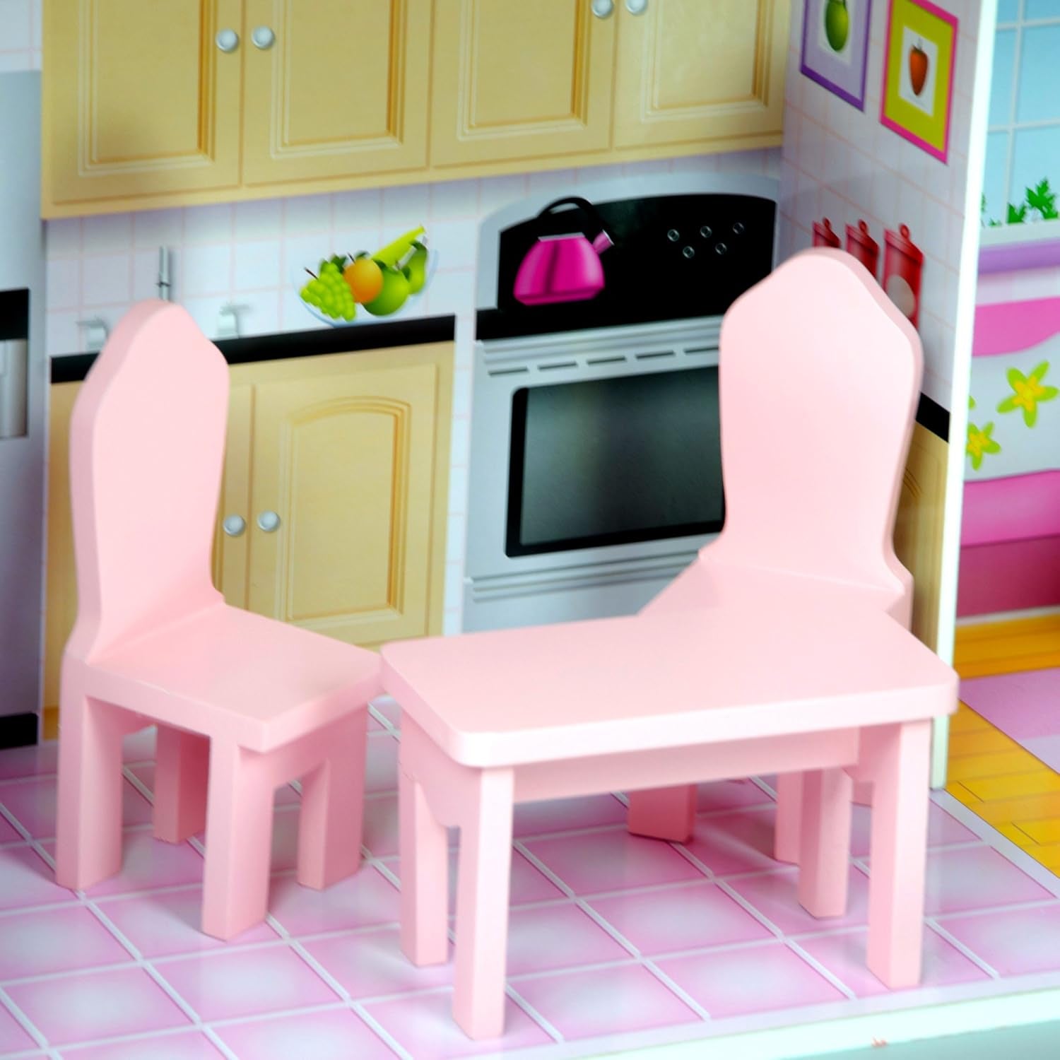 Olivia's Small World Riesenpuppenhaus, großes Puppenhaus aus Holz mit Möbeln und Zubehör, 3-stöckiges Puppenhaus für Kinder, Puppenhaus für 12-Zoll-Puppen, ab 3 Jahren Naty Shop Puppenhäuser