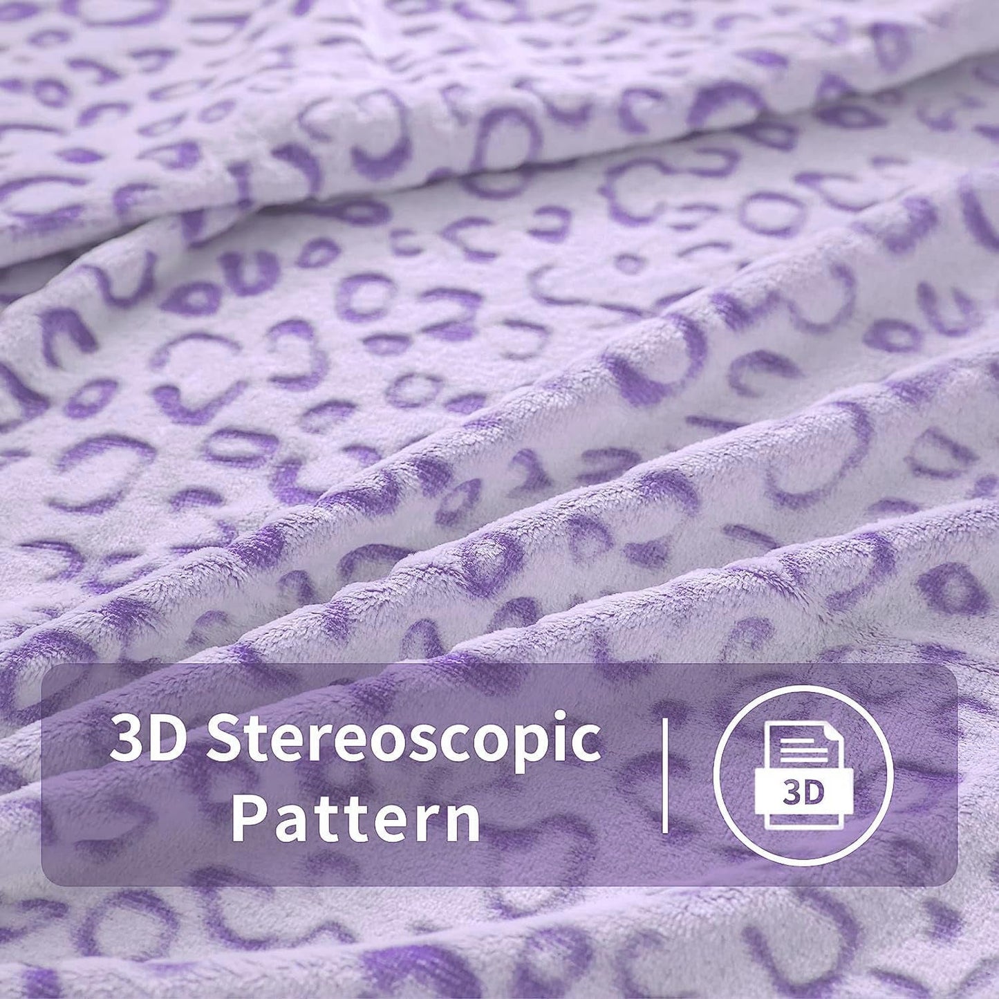 FY FIBER HOUSE Flanell-Fleece-Überwurf, Mikrofaserdecke mit 3D-Gepardendruck, 228 x 274 cm, lila Bettdecken und Steppdecken Naty Shop