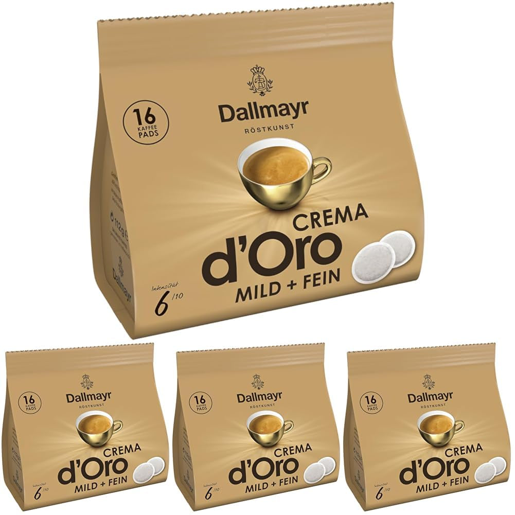 Crema d'Oro milde & feine Pads (16 Kaffee Pads) (Packung mit 4)