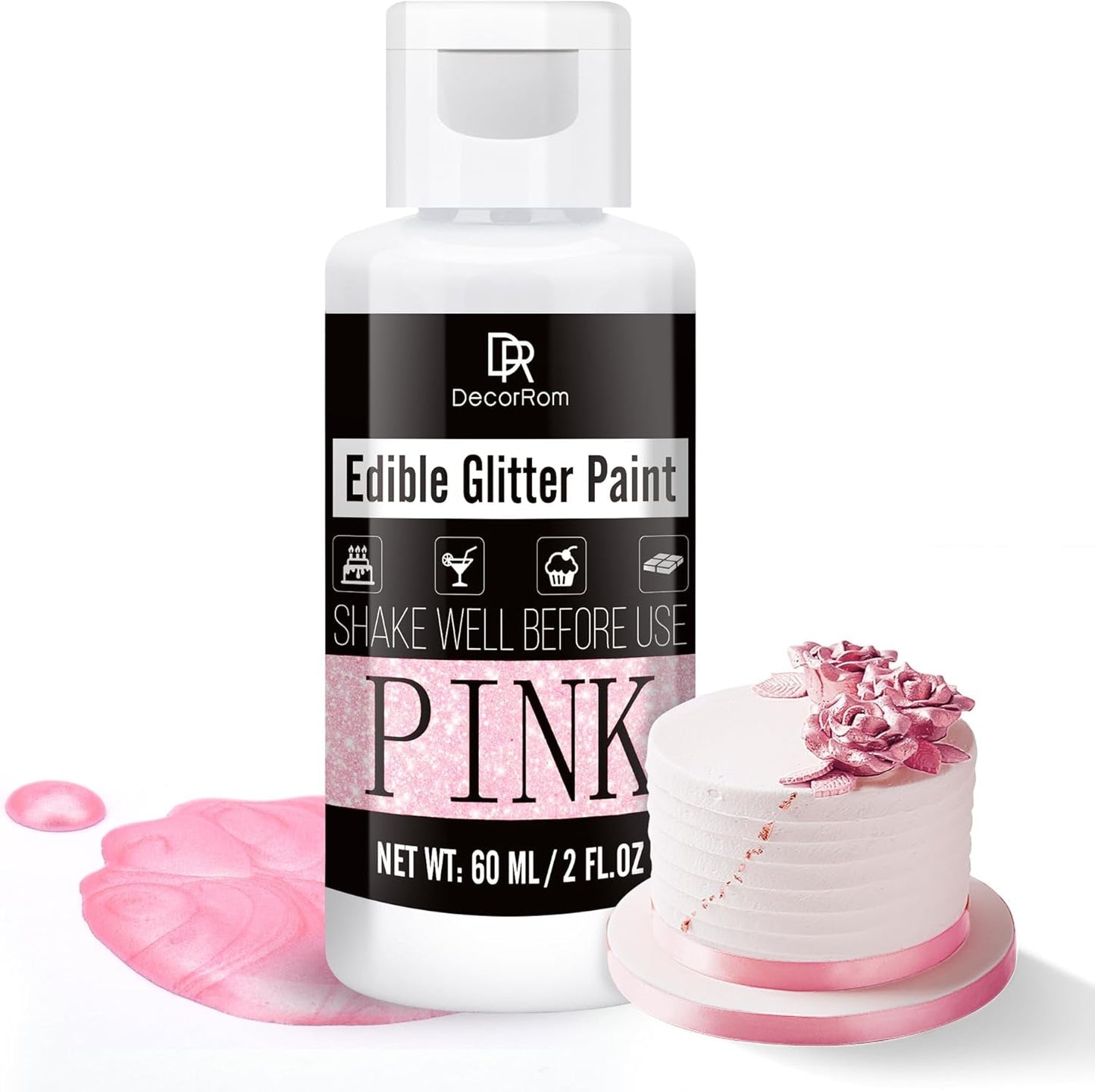 Essbarer flüssiger Glitzer – 6 Farben metallischer Glitzer, Lebensmittelfarbe zum Dekorieren von Kuchen, Backen, Muffins – essbares flüssiges Glitzer-Metallic-Pulver für selbstgemachte Kekse, Fondant, Kuchen
