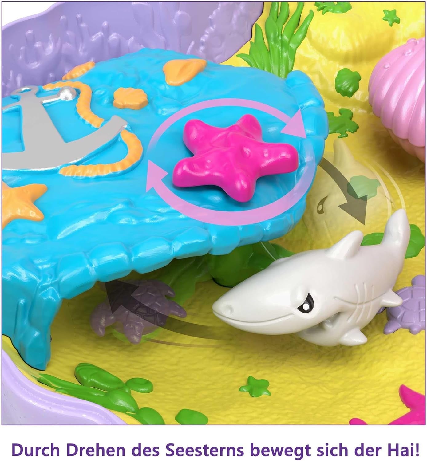 Polly Pocket-Aufbewahrungsbox, Muscheltasche mit 2 Puppen und 1 U-Boot-Polly Pocket-Meerjungfrau-Spielzeug, ab 4 Jahren, GNH11