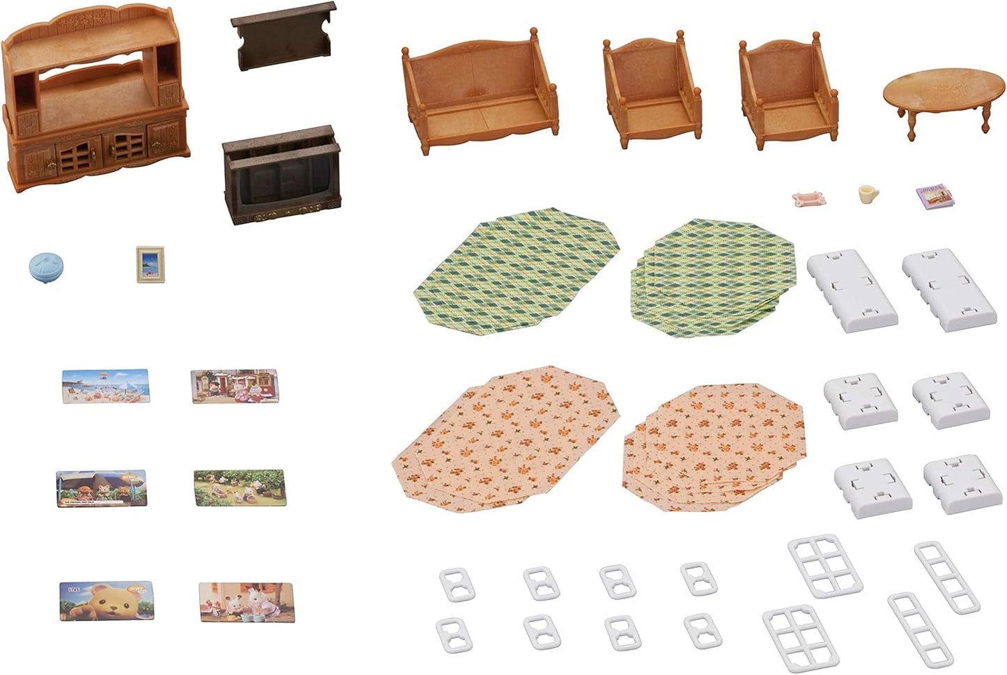 5716 Stadthaus mit Dachboden – Puppenhaus und L5339 Landhaus-Wohnzimmer – Puppenhausmöbel, 30 x 50 cm, 1 Stück (1 Packung), aus Kunststoff