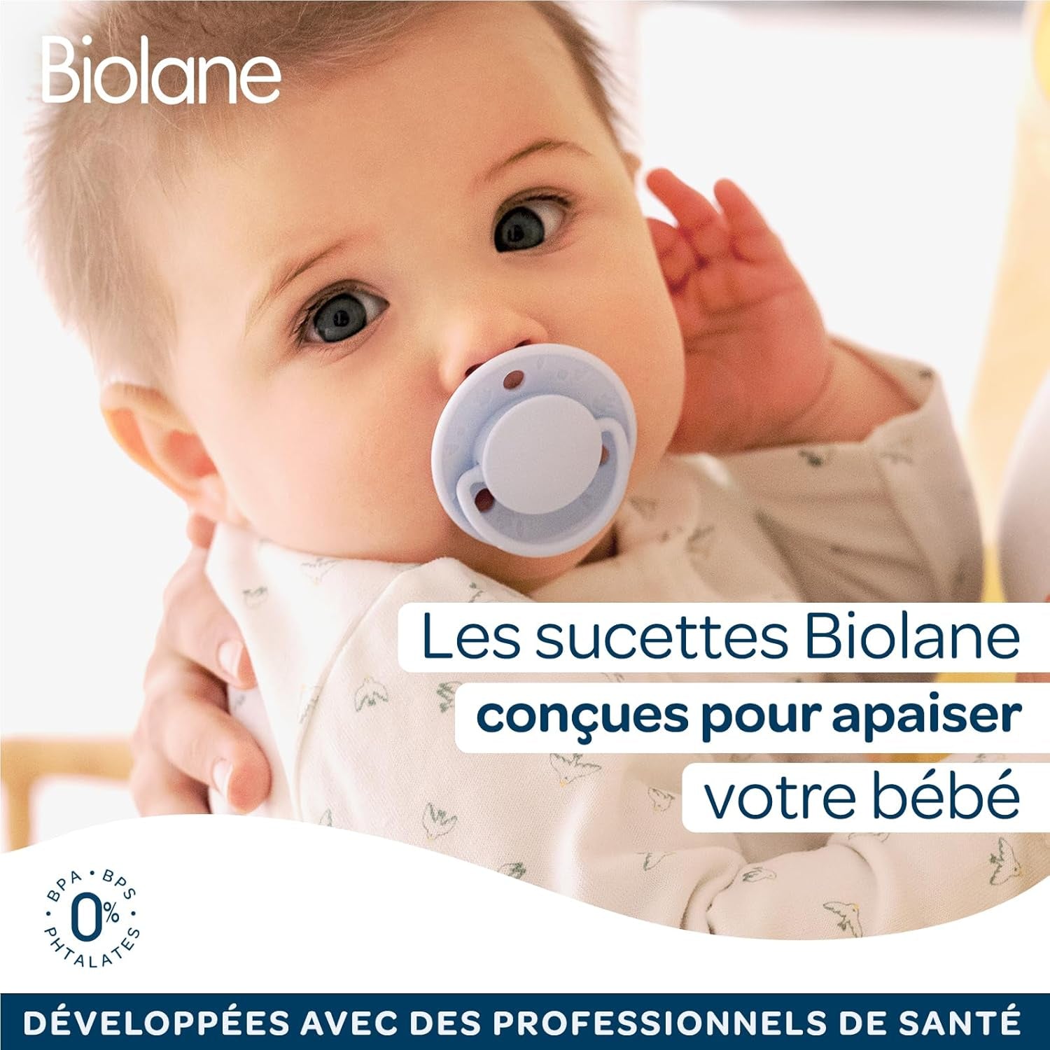 BIOLANE – Runder Sauger – Extra dünner Schnuller – ab 6 Monaten – zweifarbig grün – Sauger aus Naturkautschuk – für die orale Entwicklung – weich und bequem