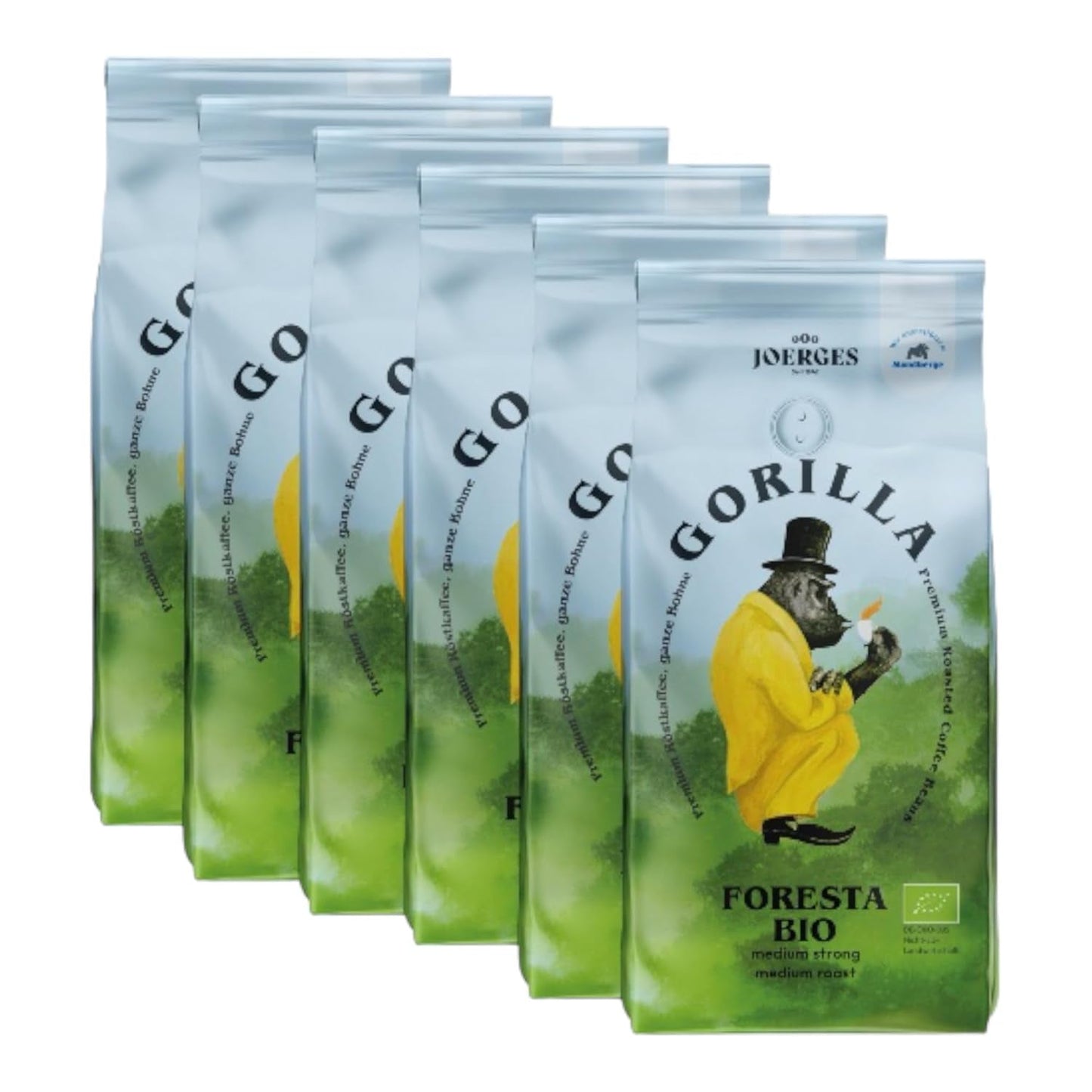 Gorilla Foresta Kaffee 6 x 1000g ganze geröstete Bohnen | Arabica-Mischung | Siebträger und Espressovollautomaten | Espressokaffee