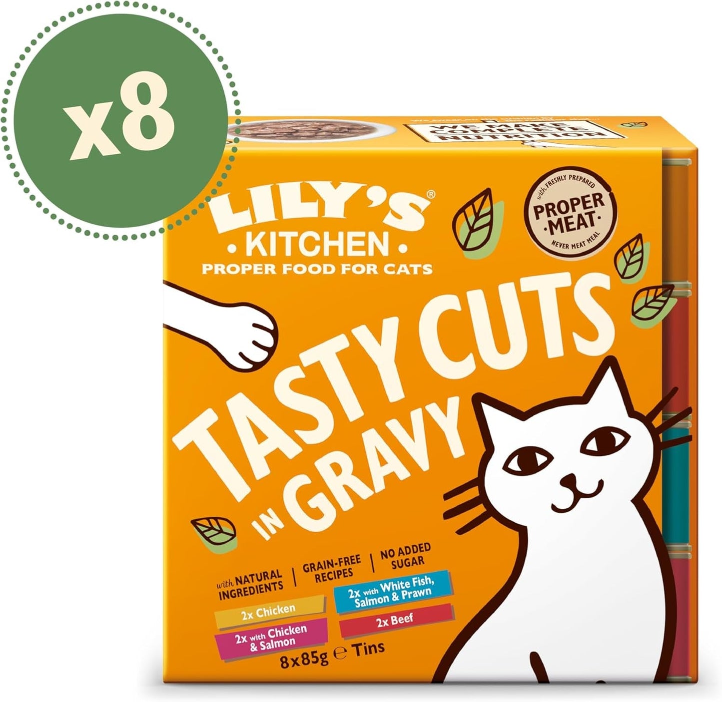 Lily's Kitchen Nassfutter für ausgewachsene Katzen, hergestellt aus natürlichen Zutaten, köstliche Stücke in Soße, Mehrfachpackung, 8 Boxen x 85 g