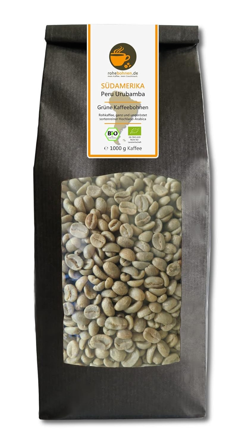 Bio-Rohkaffee – Peru Urubamba Rohkaffee (grüne Kaffeebohnen 1000 g) – GMP-zertifiziert
