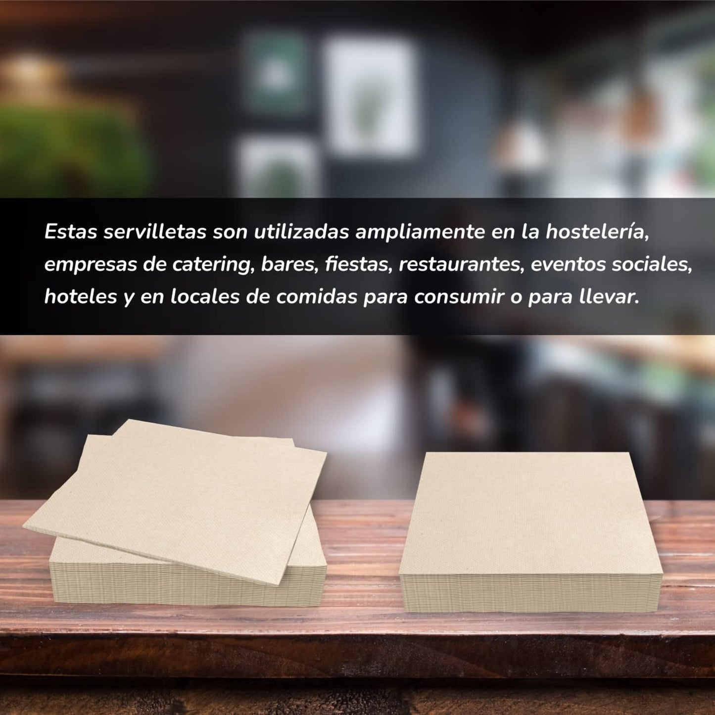 - 600 Stück Bio-Öko-Cocktailservietten – natürliche Farbe – 100 % recycelbar – Micropoint – 10 x 10 cm (gefaltet) und 20 x 20 cm (ungefaltet)