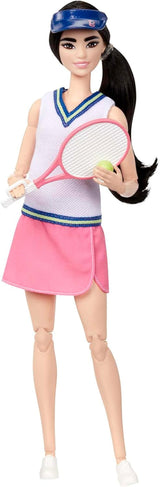 Barbie Made to Move – Tennisspielerin mit Schläger und Ball – Puppe mit 22 Gelenken für realistischen Spielspaß für Tennisfans und Kinder ab 3 Jahren, HKT73 Naty Shop Dolls