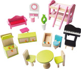 Bino World of Toys Puppenhaus mit Balkon, Spielzeug für Kleinkinder ab 3 Jahren, mit 3 Etagen, Treppen, 4 Zimmern und Balkon inkl. 15-TLG. Zubehör, Zur Förderung der Fähigkeiten von Kindern, Puppenhäuser im rosa Design von Naty Shop