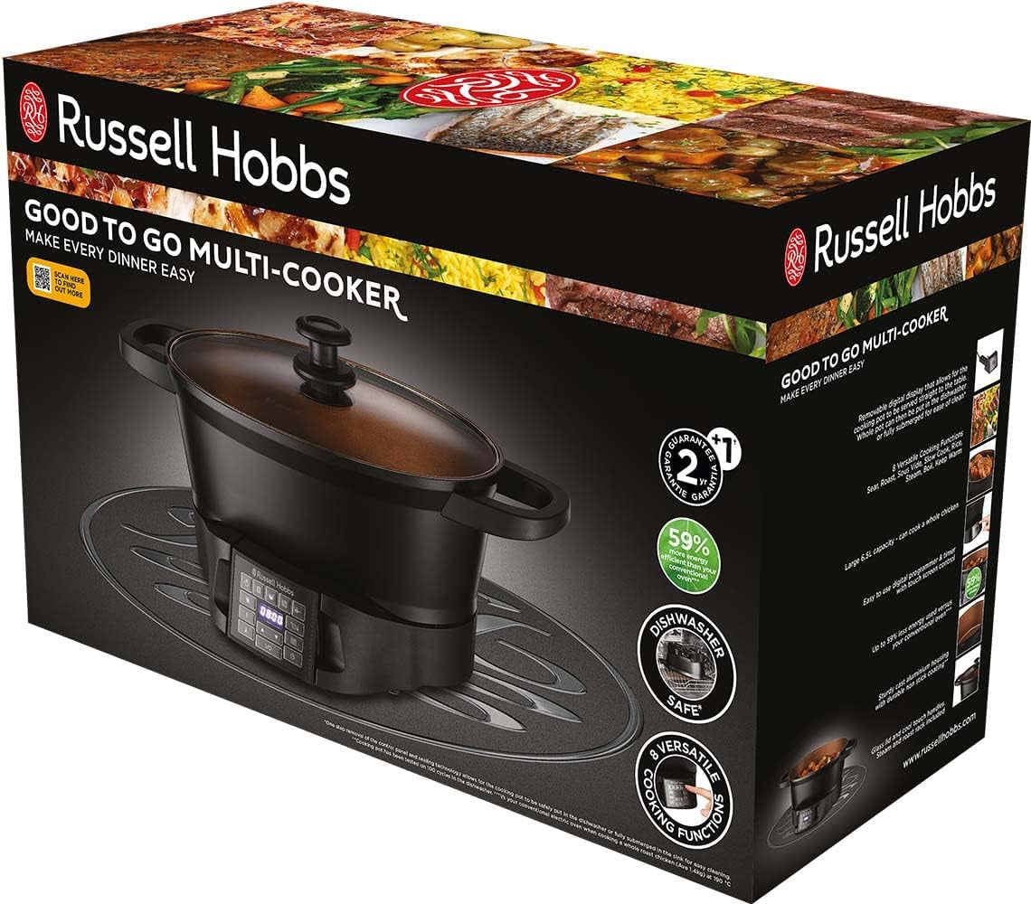 Multikocher Russell Hobbs 6,5L, Digitalanzeige, 8 Kochfunktionen Slow Cooker Naty Shop