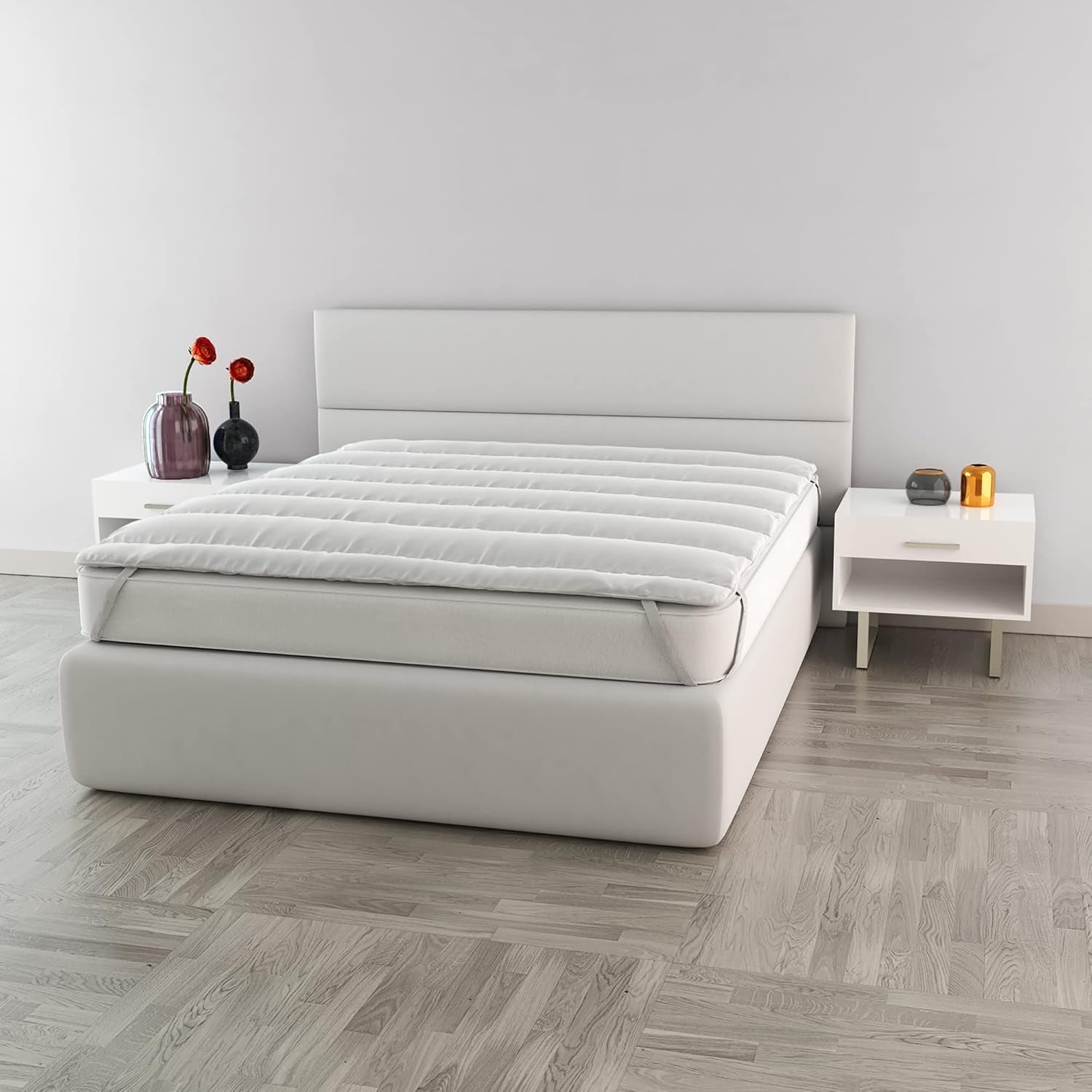 Italienische Bettwäsche, eleganter gesteppter Topper, weiß, Doppelbettdecken und Steppdecken Naty Shop 160 x 195