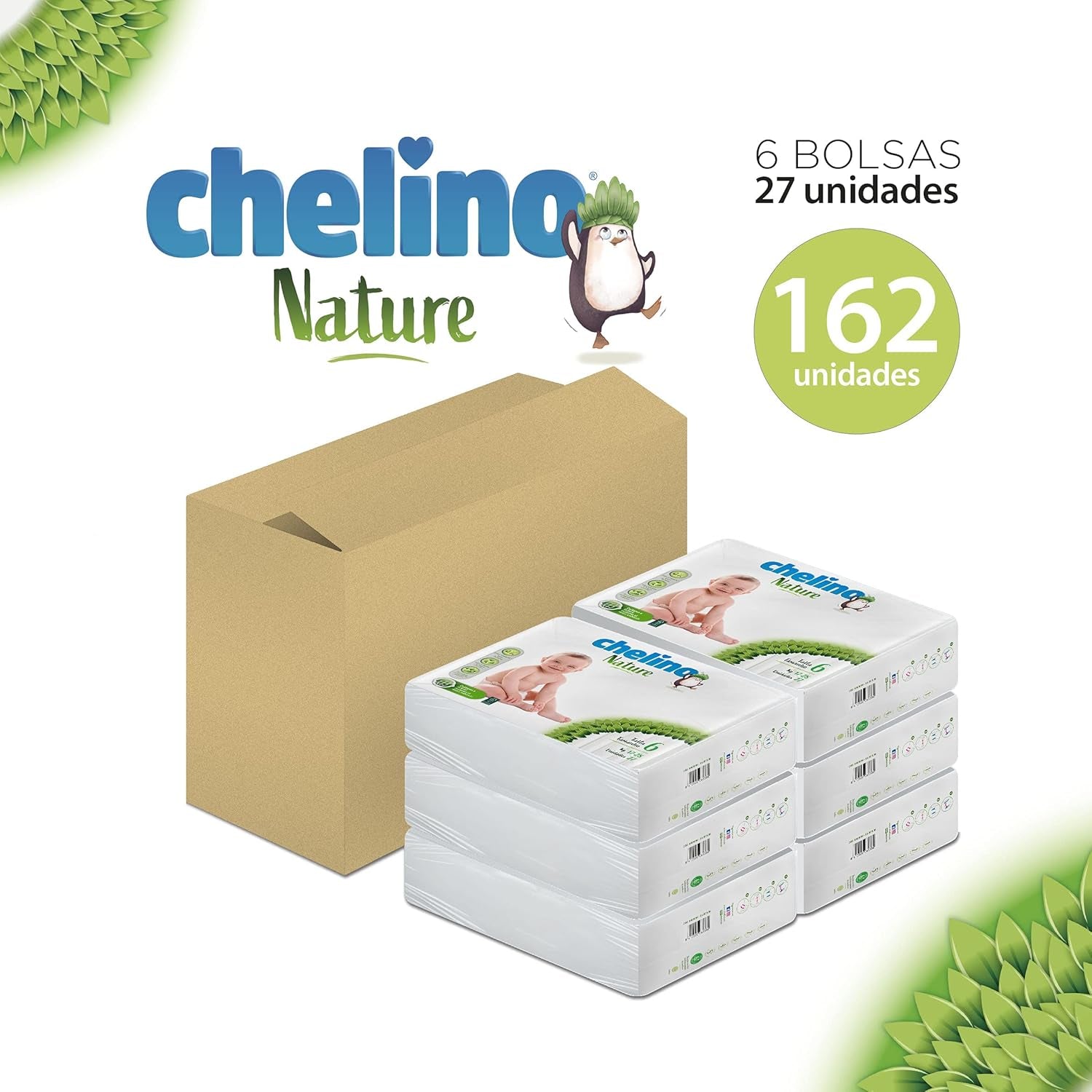 Nature Babywindel, Größe 6 (17-28 kg), 162 Windeln