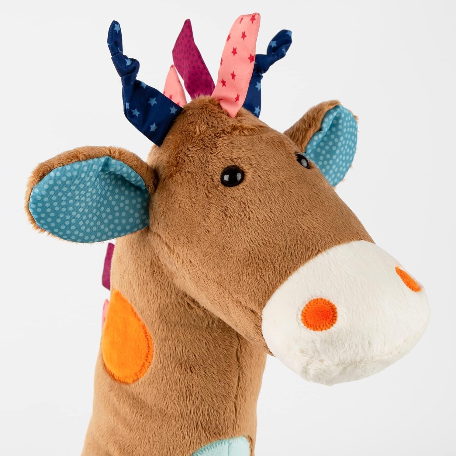 SIGIKID 42863 Giraffe XXL Babyspielzeug, PlayQ Lernspielzeug, Plüschtier mit Beißring, Rassel, Spiegel, quietschend, für Babys und Kinder ab 3 Monaten, Mehrfarbig/Giraffe 72 cm, Toys Bebe Naty Shop