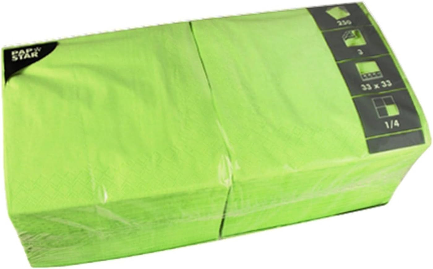 250 Servietten, 3-lagig 1/4-Falz 33 cm x 33 cm apfelgrün