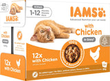 IAMS Delights Kitten Nassfutter - Multipack Katzenfutter mit Hunn in Sauce, hochwertiges Futter für Junior Kätzchen von 1-12 Monaten, 12 x 85 g