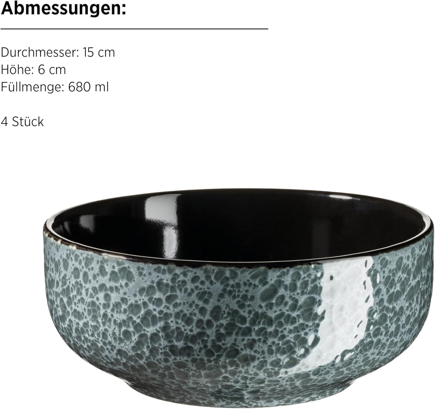 MÄSER 934110 Serie Filippa, Keramik-Geschirrset für 4 Personen, Modernes kombiniertes Geschirrset mit 16 Teilen; Teller, Schalen und Tassen mit reaktiver Glasur in Grün und Schwarz, Steinzeug, Grün