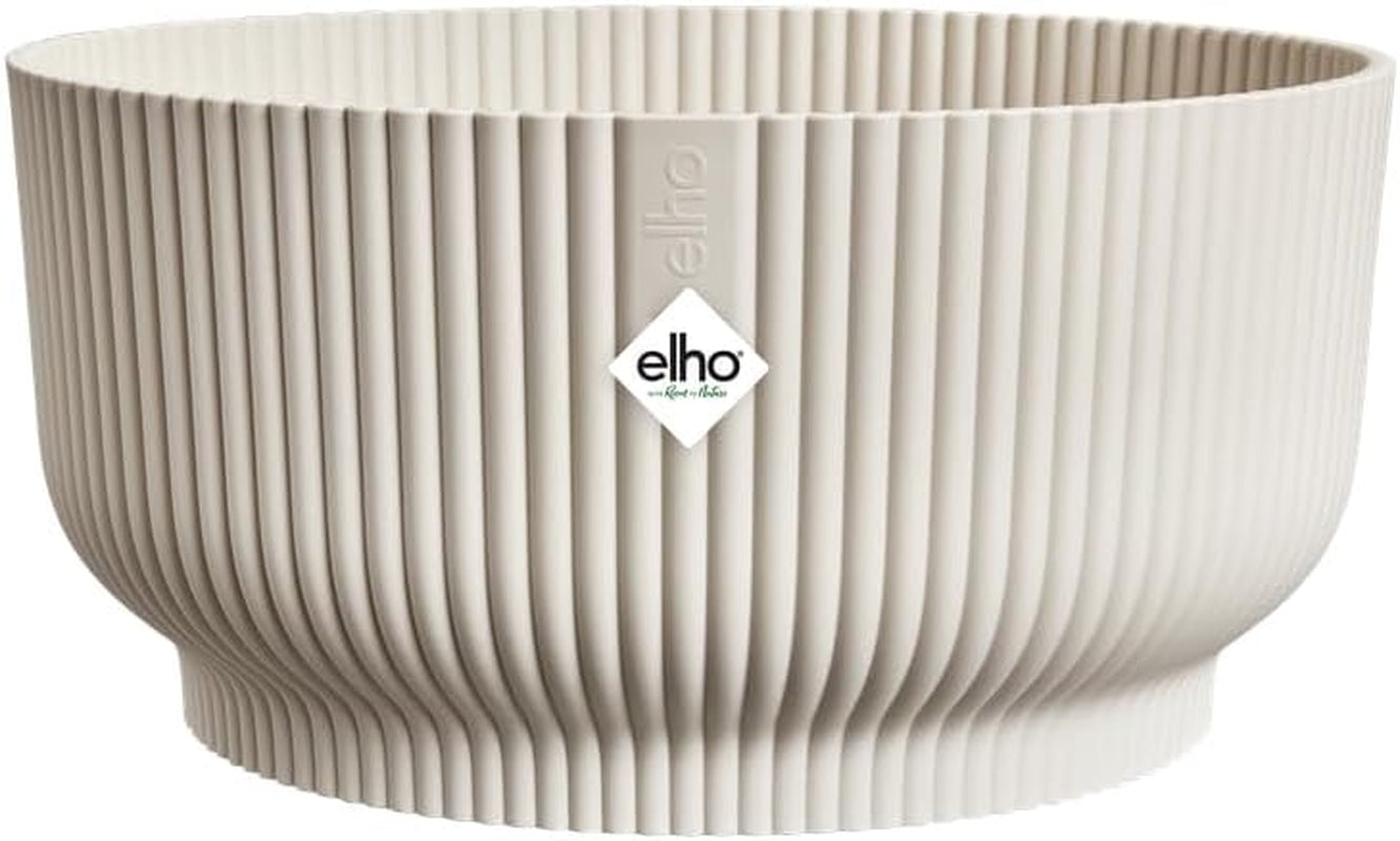 elho Vibes Fold Bowl 25 – Blumentöpfe für den Innenbereich – 100 % recycelter Kunststoff – Ø 24,9 x H 12,1 cm – Weiß/Weißes Leinen