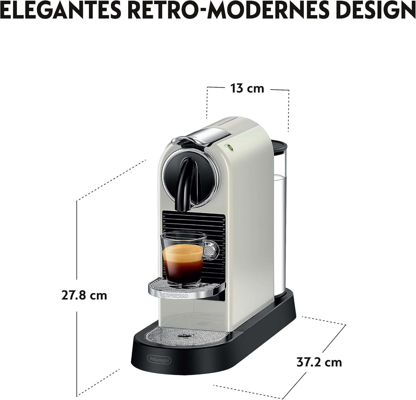 Nespresso EN167.W Citiz Kapsel-Espressomaschine, Hochdruckpumpe und ideale Temperaturkontrolle, ohne Aeroccino (Milchschäumer), Energiesparfunktion, 1260 W, Cremeweiß, 37,4 x 11,9 x 25,5 cm