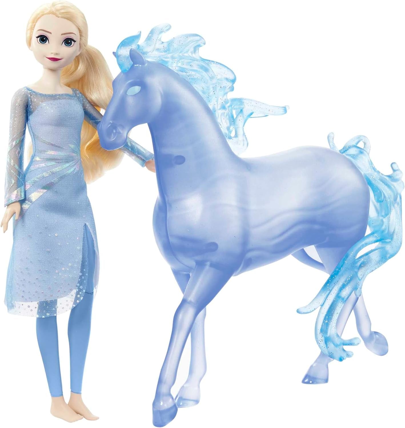 Mattel DISNEY Frozen Elsa und Nokk – bewegliche Elsa-Puppe, majestätische Nokk-Wasserfigur, inspiriert vom zweiten Film, für Kinder ab 3 Jahren, HLW58