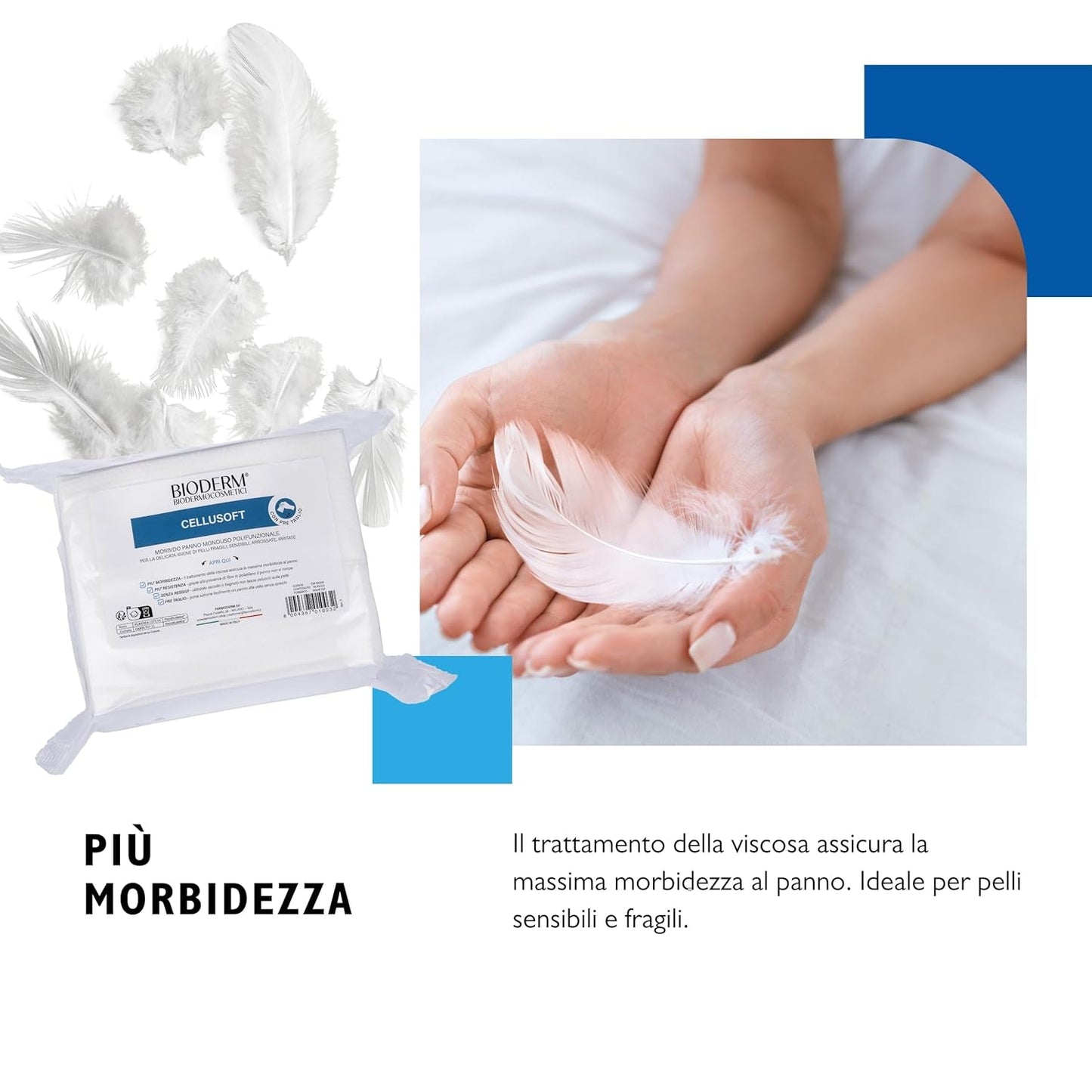 BIODERM Cellusoft – weiche, multifunktionale Einweg-Feuchttücher aus Viskose und Polyester – Multifunktionstücher für die empfindliche Hygiene empfindlicher und geröteter Haut älterer Menschen und Kinder – 30 x 38 cm (50
