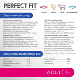 Perfect Fit Adult 1+ Nassfutter-Auswahl mit Lachs, Tiefseefisch, Rind und Huhn, 48 Beutel, 12x85g (4er-Pack) – Premium-Nassfutter für ausgewachsene Katzen ab 1 Jahr