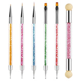 Sularpek 6 Stück Nagel Pinsel, Nail Art Pinsel, Pinsel Nageldesign, Nagel Pinsel Set, Nail Art Dotting Tools Mit 1 Schwammpinsel Applikator, Nageldesign Zubehör Für DIY Nail Art Design