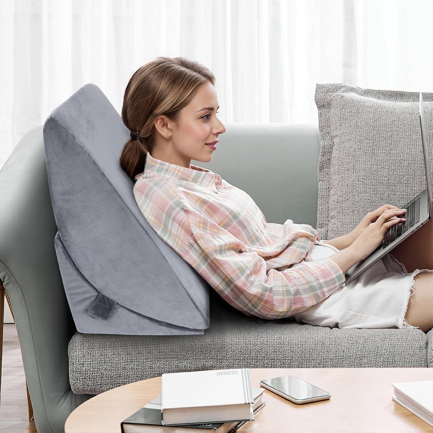 Verstellbares Federkissen aus hochdichtem Schaumstoff, ergonomisches Rückenkissen für Bett und Sofa, Anti-Reflux-Lesekissen zum Schlafen, Spielen, Fernsehen (schwer)
