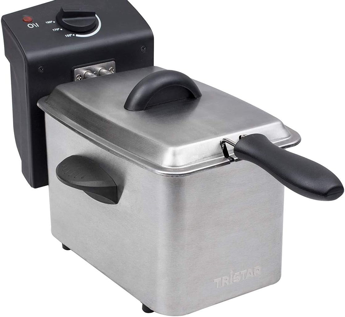 Tristar-Edelstahlfritteuse – mit 2 Liter Fassungsvermögen, Kaltzonenfunktion und einstellbarem Thermostat bis 190 °C, FR-6919, Silber Appliances Naty Shop