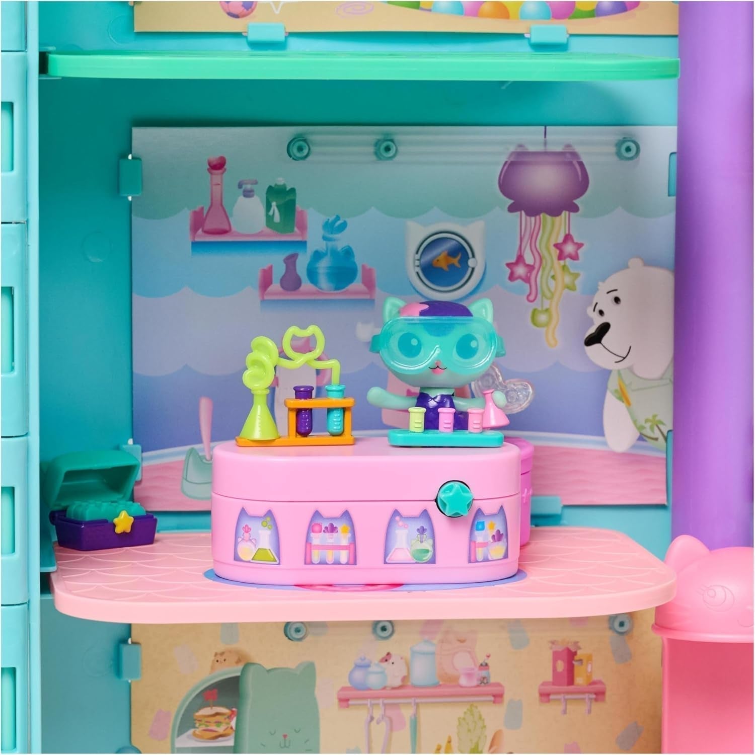 Gabby™S Puppenhaus, Bobble Kitty-Möbelpaket mit Erdmännchen-Katzenfigur mit Puppenhausmöbeln und Zubehör, ab 3 Jahren. Puppenhäuser Naty Shop