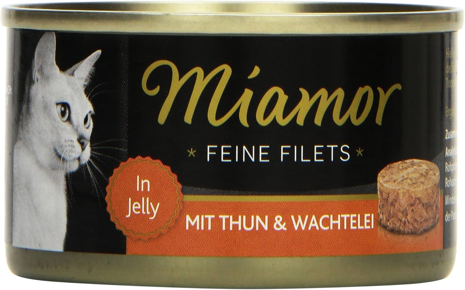 - Feine Filets in Gelee | Nassfutter für ausgewachsene Katzen mit Filetstücken in Gelee. Fettarme Ergänzungsnahrung in Dosen ohne Zusatzstoffe | 24 x 100 g Thunfisch- und Wachteleier