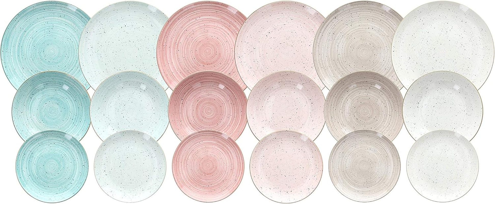 Pepper Bamboo Geschirrset für 6 Personen, 18-teilig, Porzellan, mehrfarbig