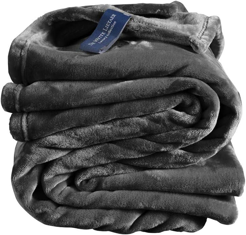 Bequeme Decke, Polyester, blau, 150 x 200 cm. Betten und Decken De Witte Lietaer Ebenholzgrau 150 x 200