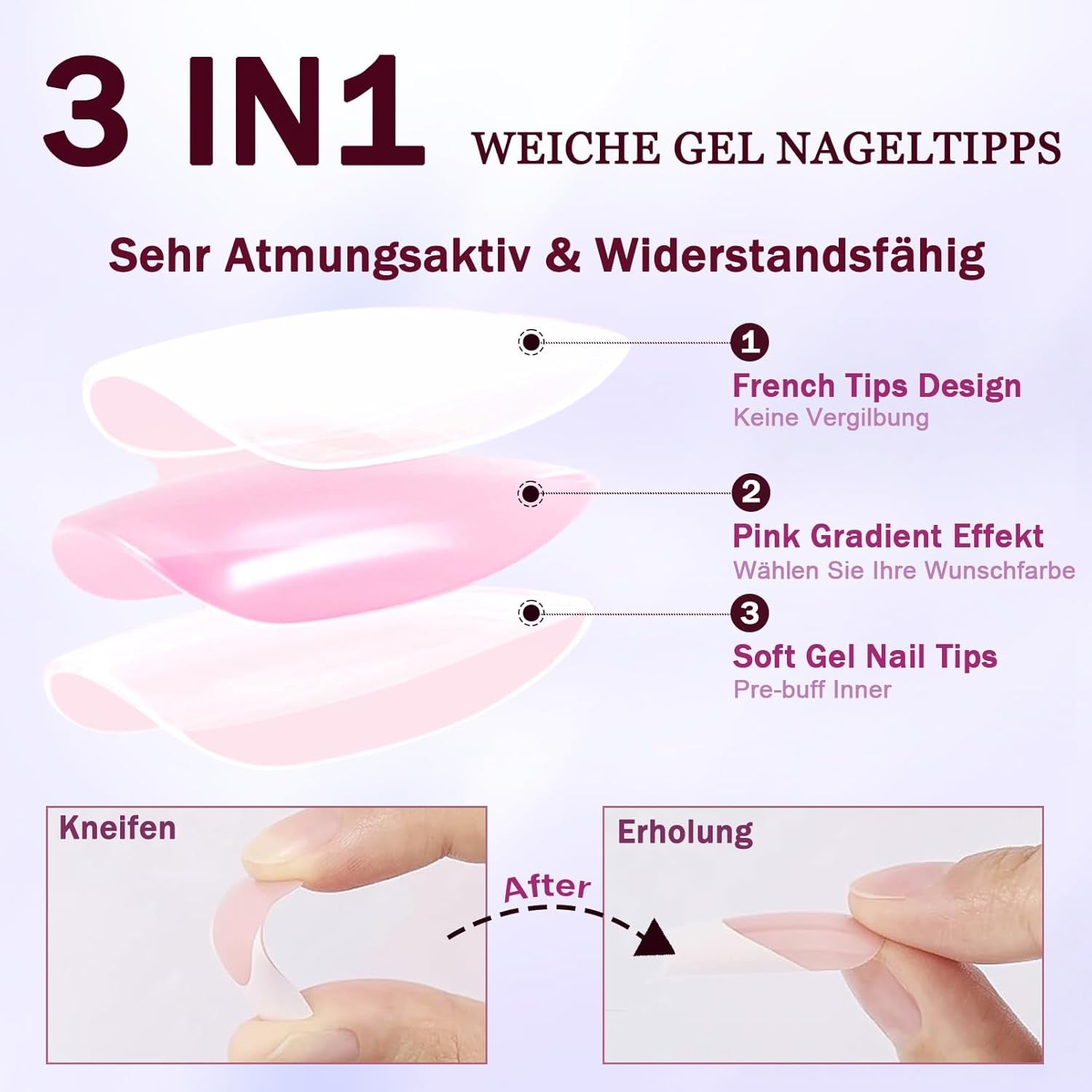 120 Stück nackte rosa künstliche Nägel mit Nagelkleber – 12 Größen kurze, ovale, quadratische Nägel zum Aufdrücken – schöne Nägel, zum Aufkleben auf künstliche Nägel – geeignet für DIY-Nageldesign für Frauen (Squaval Pink Gradient)