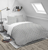 Blanrève Bettbezug bedruckt oder einfarbig, gemäßigt, für Einzelbett, umweltfreundlich, pflegeleicht, 140 x 200 cm, weiß, grau. Bettdecken und Steppdecken Naty Shop weiß, grau 140 x 200 cm